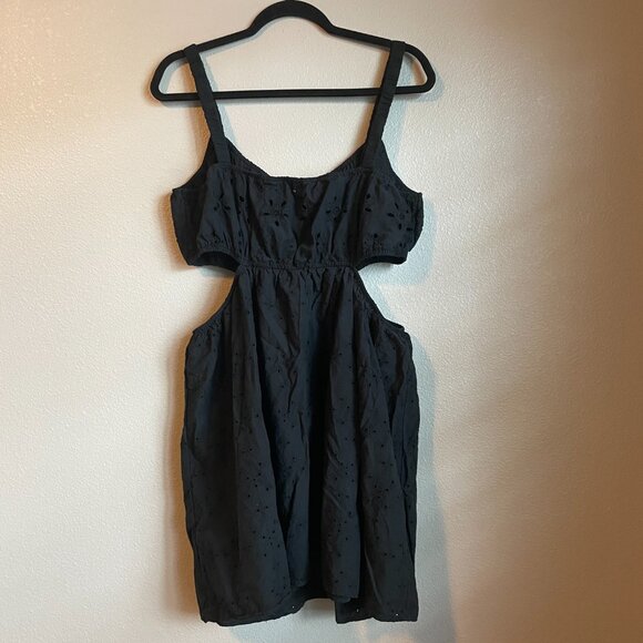 American Eagle Cut Out Dress Mini Liner 100% Cotton Black Sz XL Festival Country - Picture 8 of 9